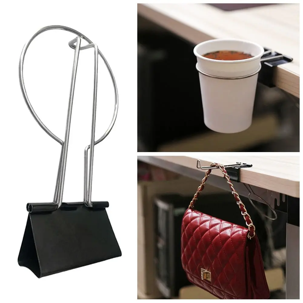 Metal Table Cup Holder Clip Desk Storage Tool Table Organizers Fixed Cup Clip Clamp Tableside Storage Rack