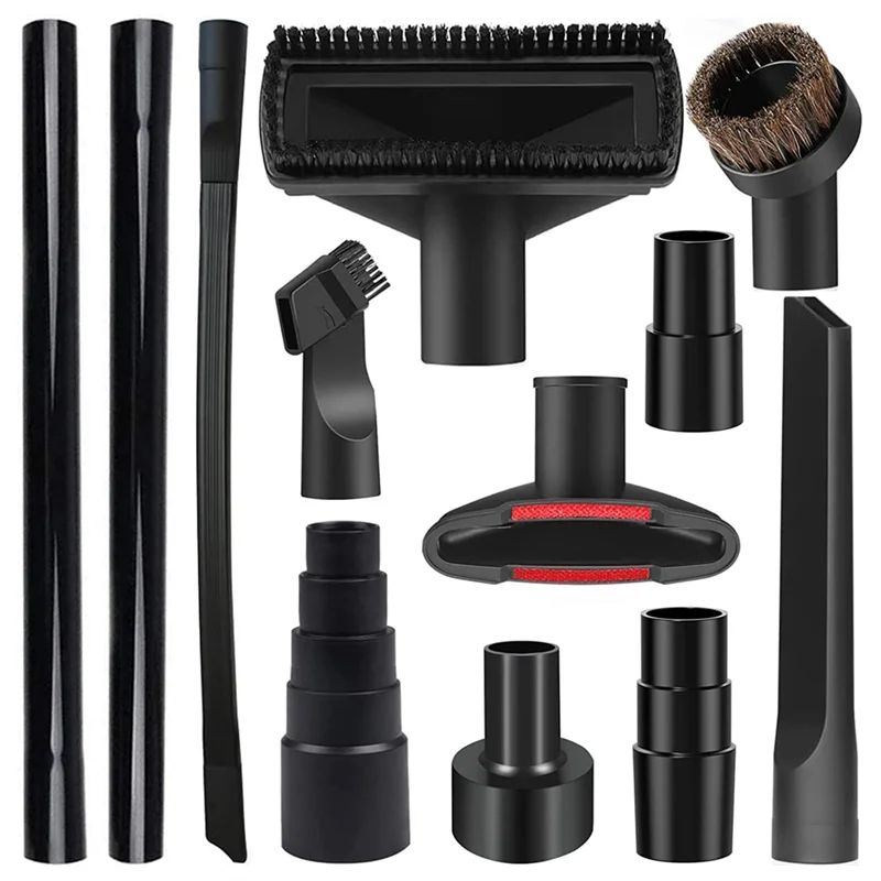 12PCS Universal Vacuum Attachment Kit Wet Dry Plastic Vacuum Hose Adapter Extension Wand Flexible Crevice Tool Adapter