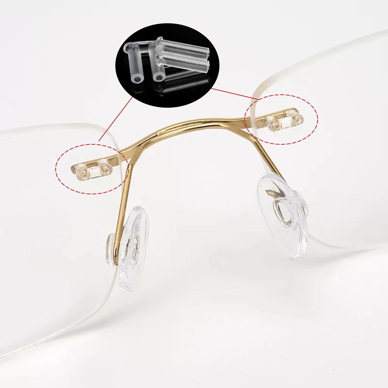 200 teile/los U-clip Randlose Gläser Zubehör Doppel Gummi Stecker PVC Material Brillen Durch Dhoptical – Detail 4