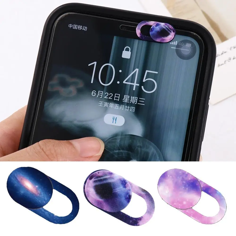 Slider Sticke Phone Antispy Camera Cover Phone Lens Cover WebCam Camera Cover Starry Sky Pattern Camera Protection Shutter