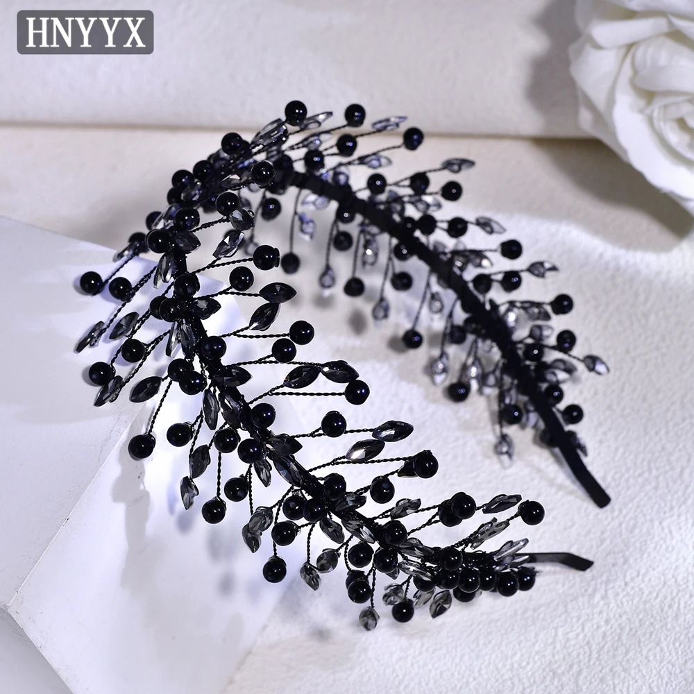 

HNYYX European Black Crystal Hair Accessories Retro Rhinestone Headband Elegant Women Ladies Headpieces Party Head Band A227