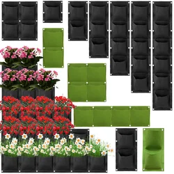 Vertical Crescer Sacos para Vasos De Flores Bolsa De Plantação De Fundo Plano Montado Na Parede Vasos De Flores Pendurados Recipiente De Tecido Não Tecido, 1Pc