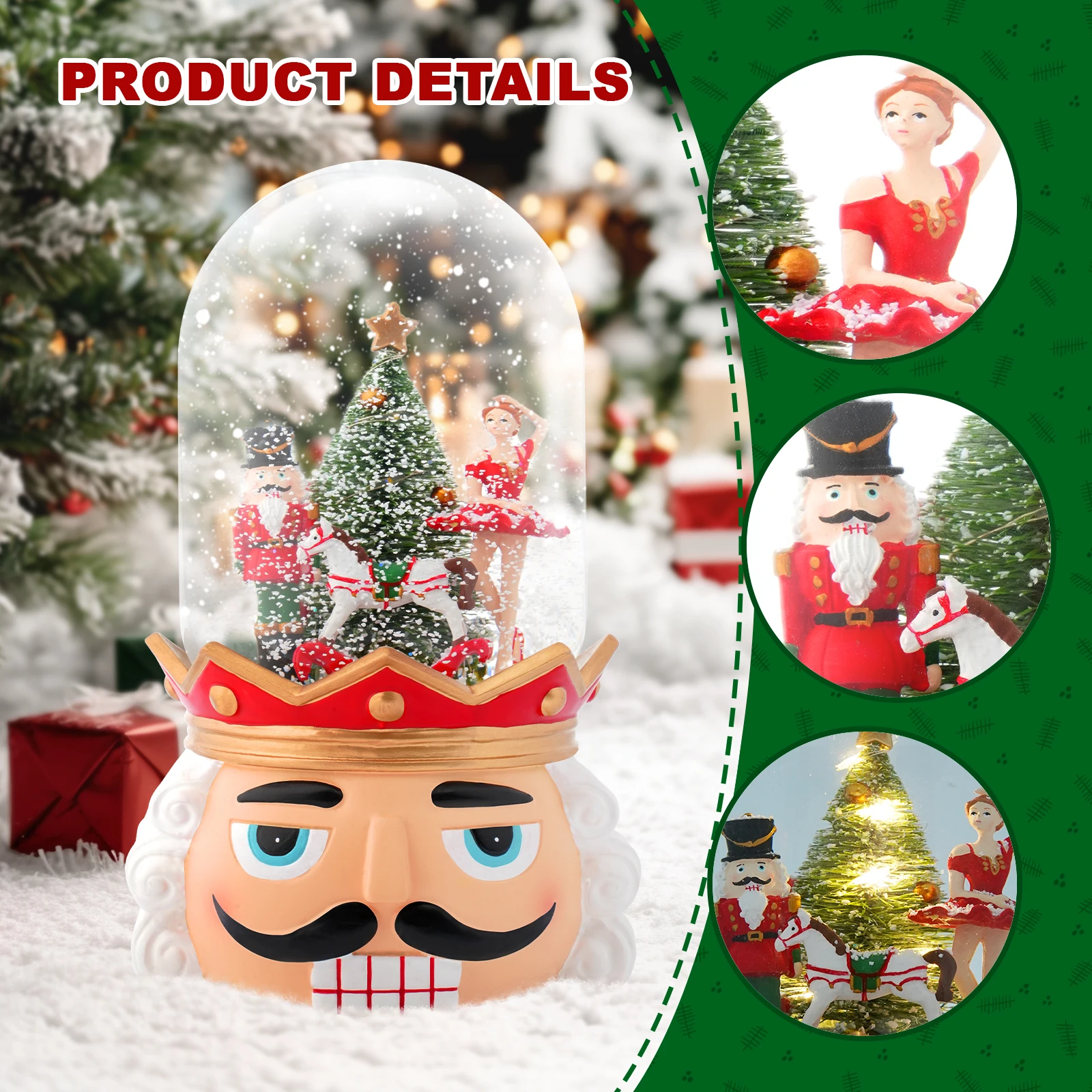 

Christmas Snow Globe Musical Nutcracker Soldier, Christmas Tree & Dancing Girl , Holiday Home Decor, The Perfect Christmas Gift