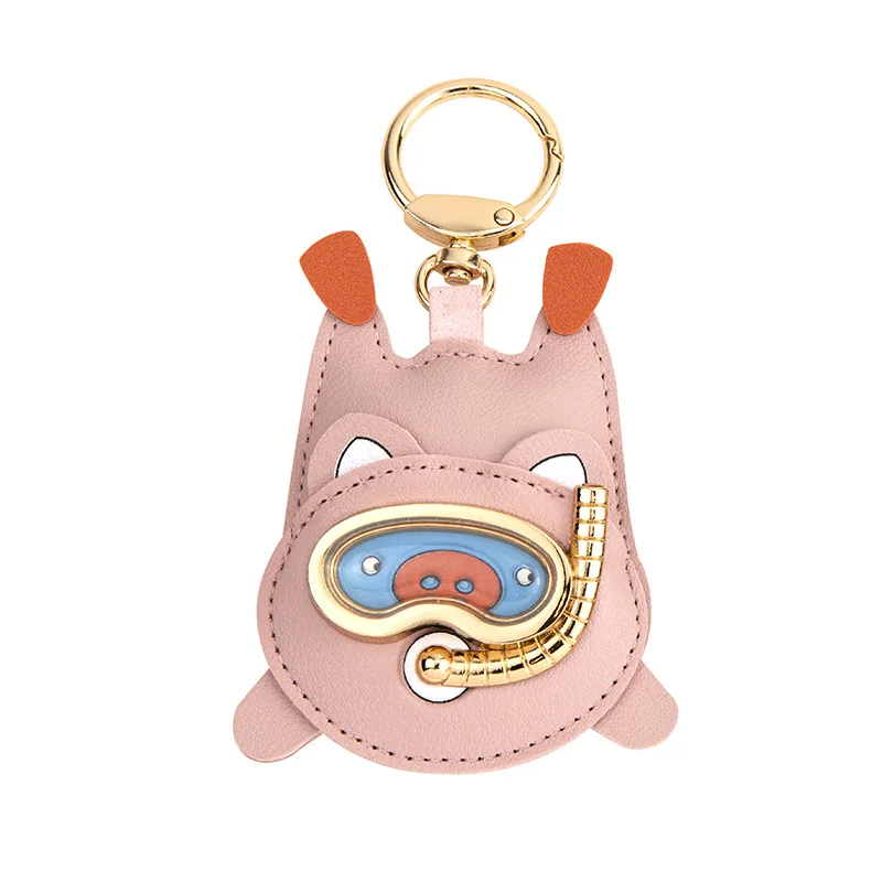 Superior Leather Quality Car Keychain Lucky Pig Rabbit Bear Car Backpack Keyring Best Friend Charms Pendant Couple Gift Keychain