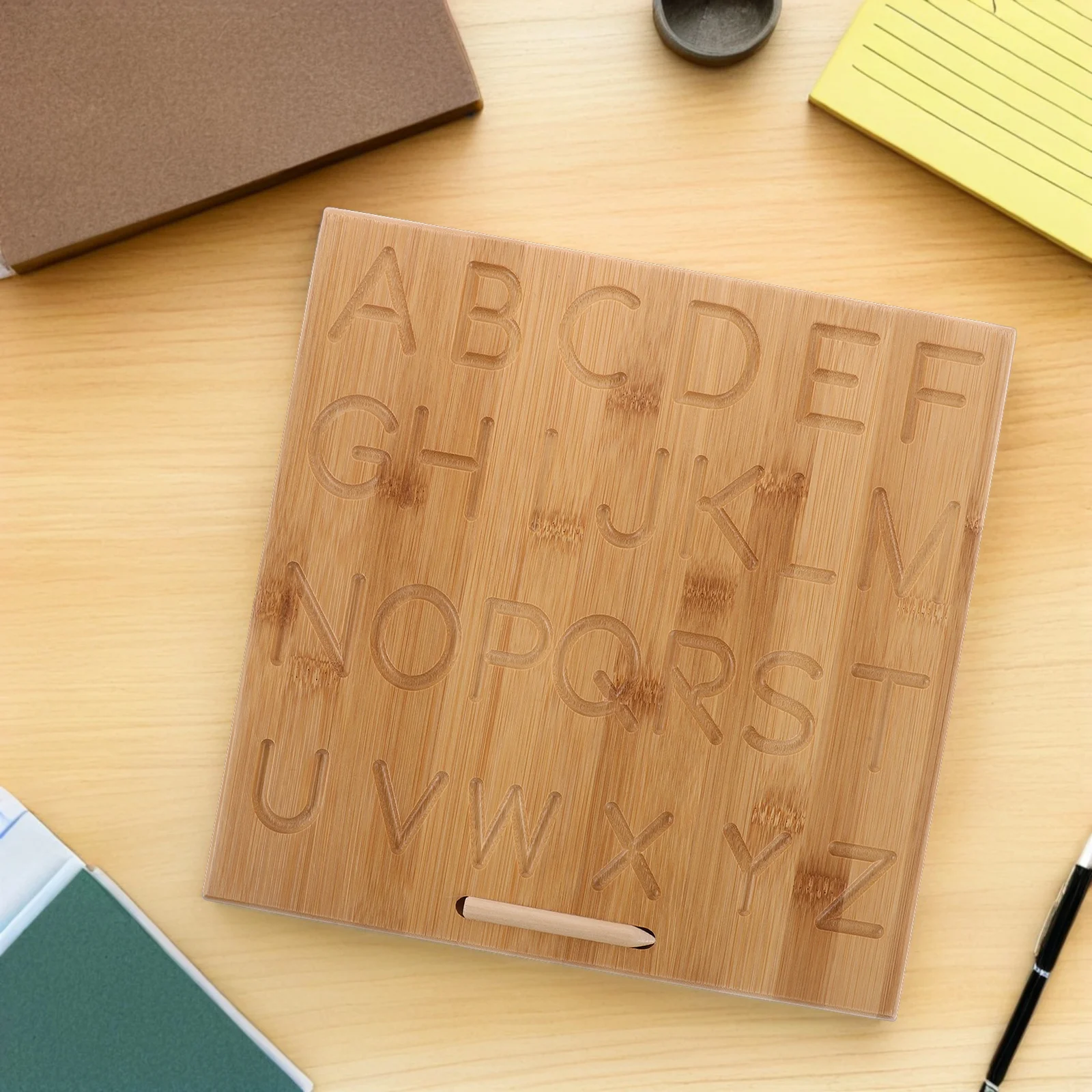 لوحة كتابة للأطفال على الوجهين من الخيزران لوحة ممارسة قابلة لإعادة الاستخدام لمهارات الكتابة اليدوية محرك دقيق #2