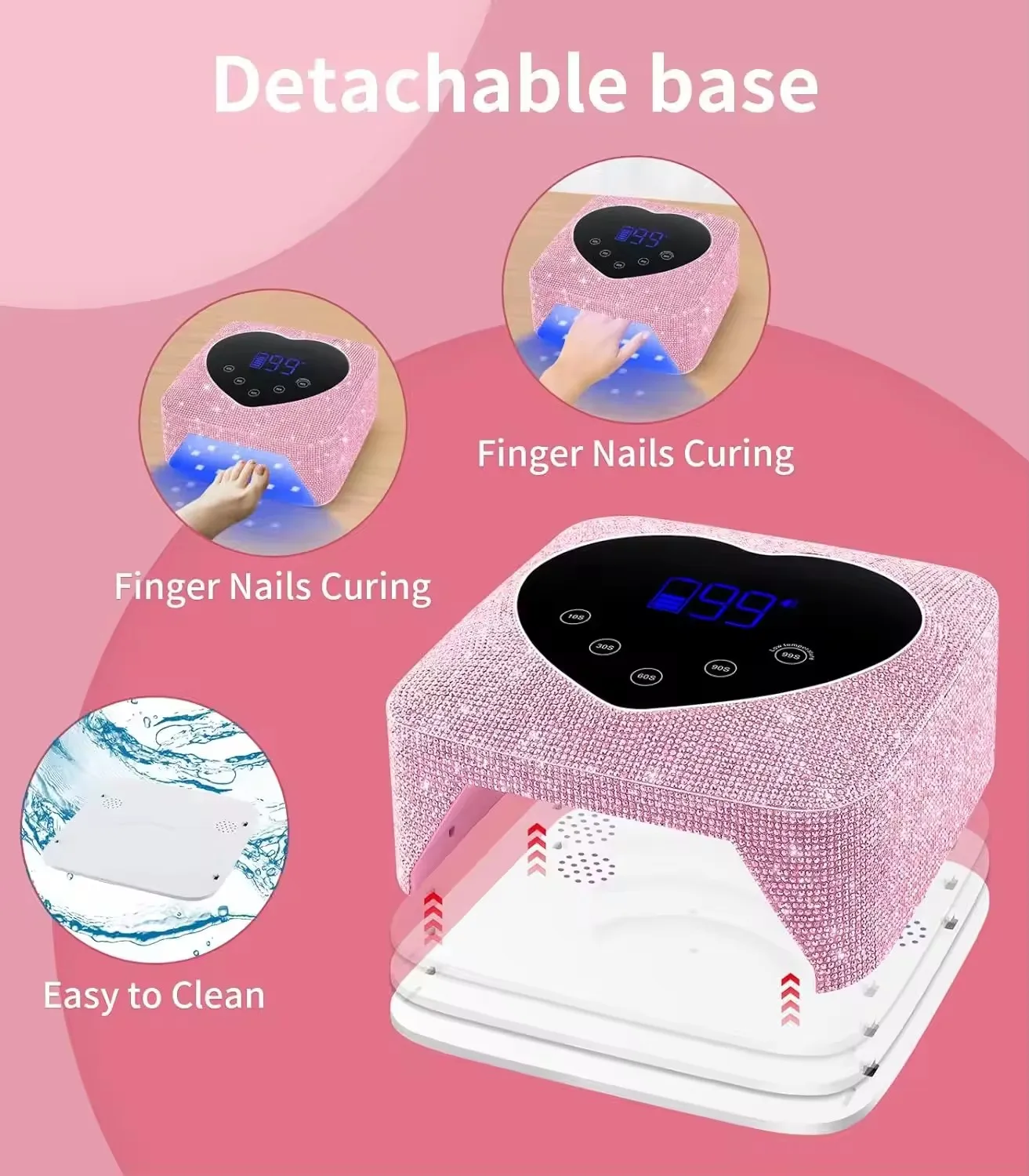 72W Cordless rhinestones Nail dryer Sun UV LED Nail Lamp