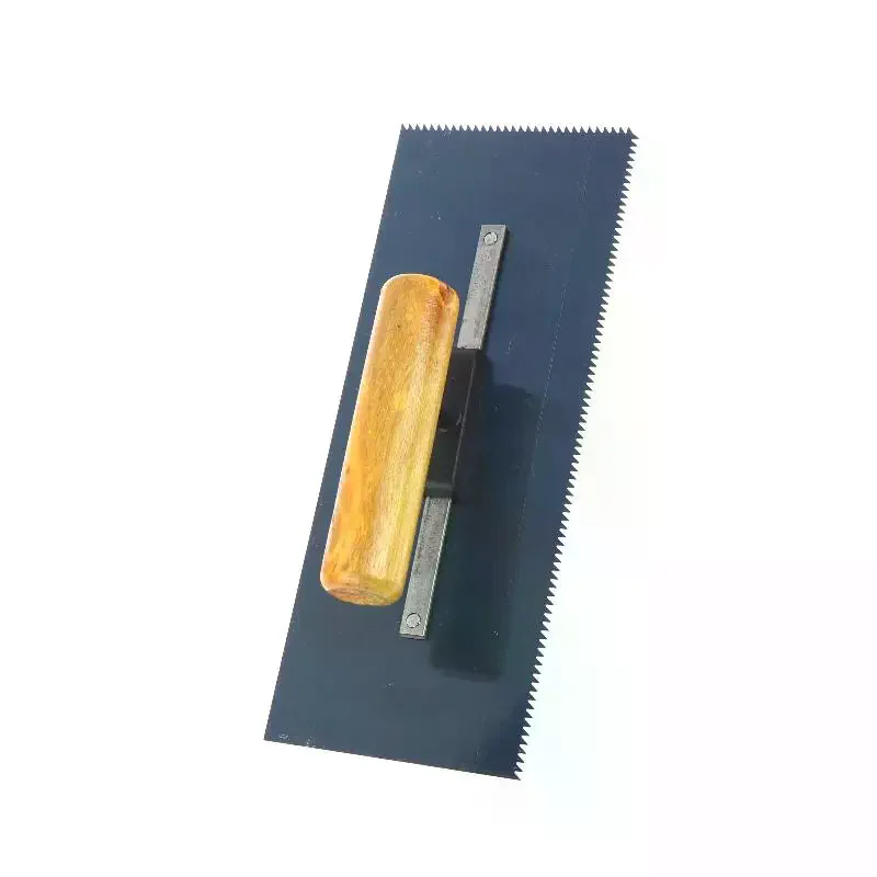 Notched Trowel 2mm Teeth Carbon Steel Serrated Plastering Tool With Wood Handle For Construction Tile Laying Jobs 24cm