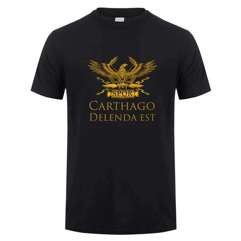 Carthago Delenda Est SPQR T Shirt Summer Men Cotton Short Sleeve Ancient Roman History Tshirts Man Tee Tops DY-016