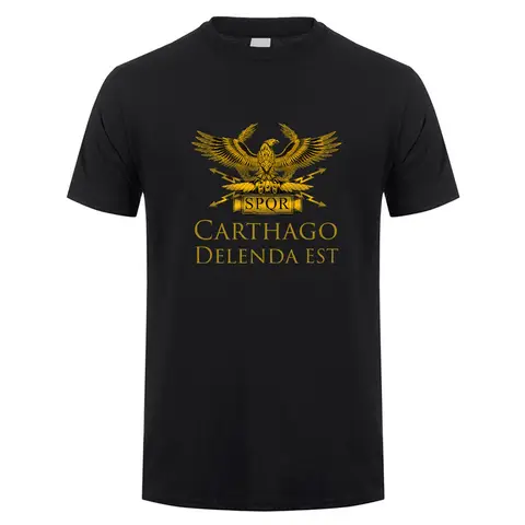 Carthago Delenda Est SPQR T Shirt Summer Men Cotton Short Sleeve Ancient Roman History Tshirts Man Tee Tops DY-016