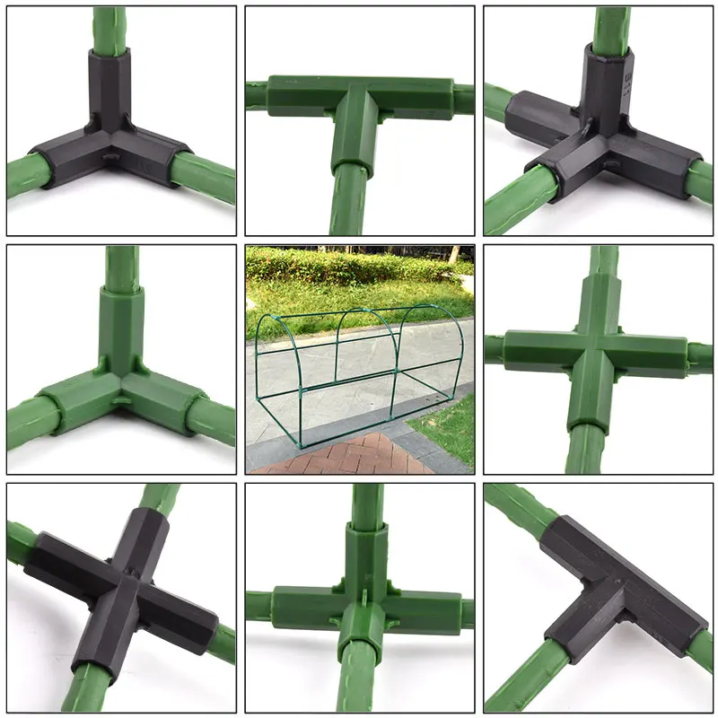 11mm Gardening Plant Stakes 3-way 4-way Edging Corner, Connection Wardrobe Greenhouse Frame Building Fittings Flower Stands