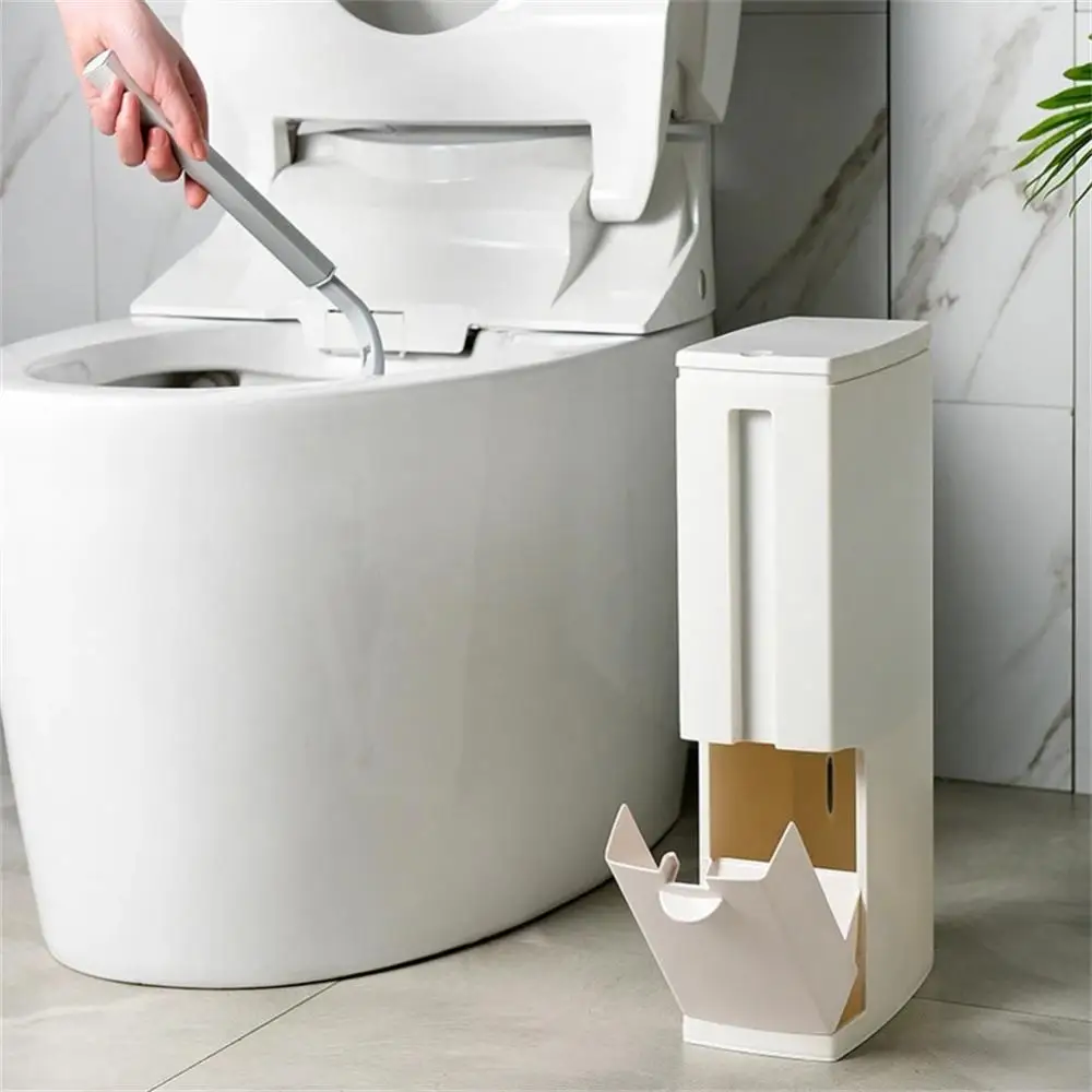 Waste Bin Plastic Tightly Closed Toilet Brush Narrow Style Slit Storage Double-layer Bucket Prevent Odor Emission Garbage Bucket