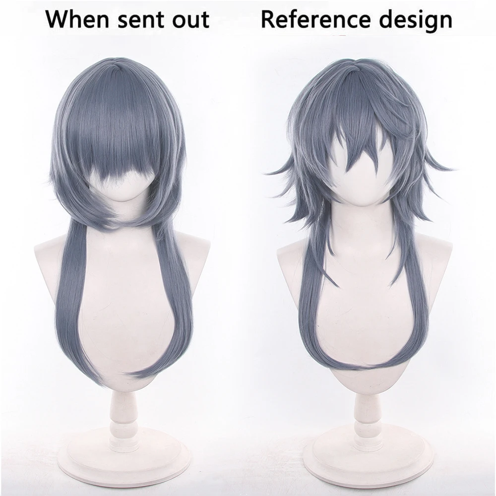 Anime Arknights Logos Men Cos Wigs Cosplay Costumes Headwear 65cm Long Simulation Scalp Thick Mixed Puffy Long Hair Wigs