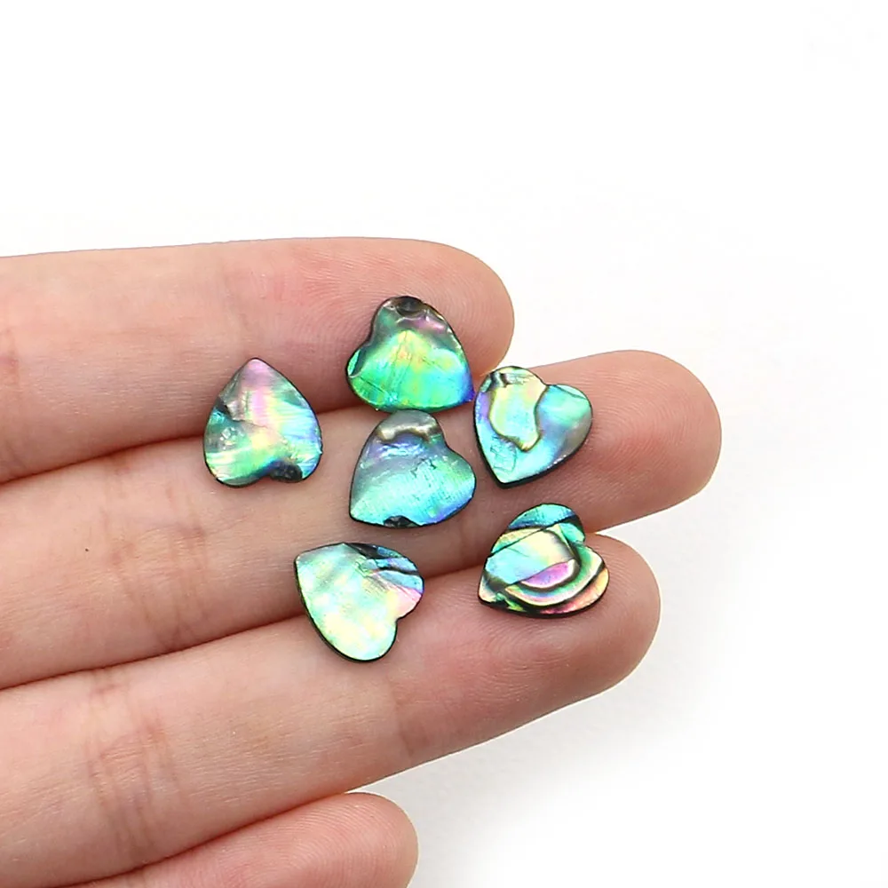 

Natural Abalone Shell Heart Shape Beads Drip Glue Process Nonporous Loose Bead Handmade Ring Surface Jewelry Accessory 10 Pcs