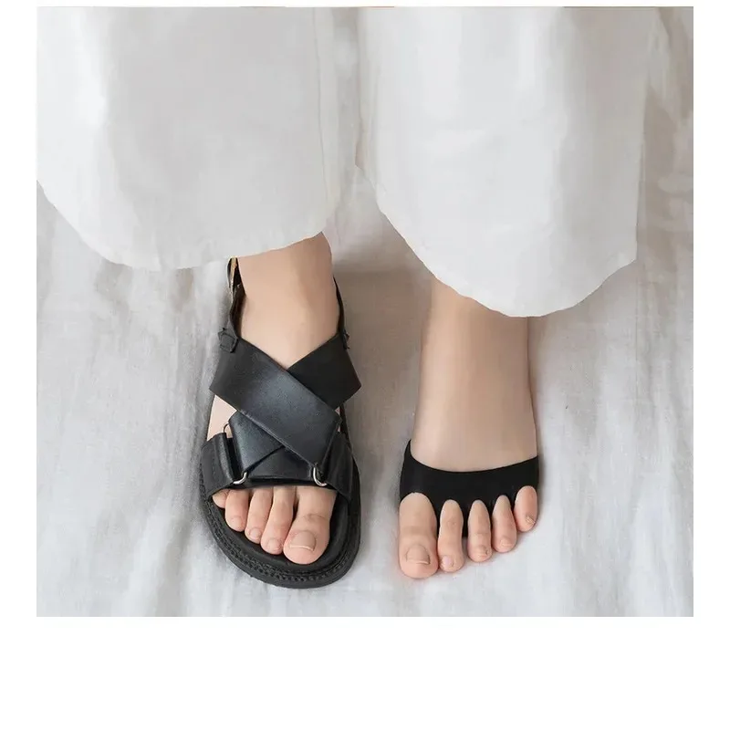 Five Toe Separated Half Forefoot Socks Invisible Anti Slip Sweat Absorb Foot Pads Pain Relief for Women High Heel Sandals