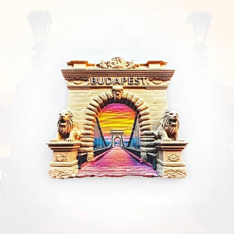 مغناطيس ثلاجة بودابست - برلمان تذكاري ثلاثي الأبعاد وديكور جسر سلسلة هدية أوروبية فريدة مع مغناطيس قوي