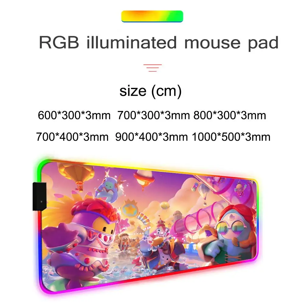 Fall Guys Ultimate Knockout Mouse Pad Gamer Rgb Desk Mat Back Light Led Mousepad Setup Gaming Accessories Deskmat Big Mousepad