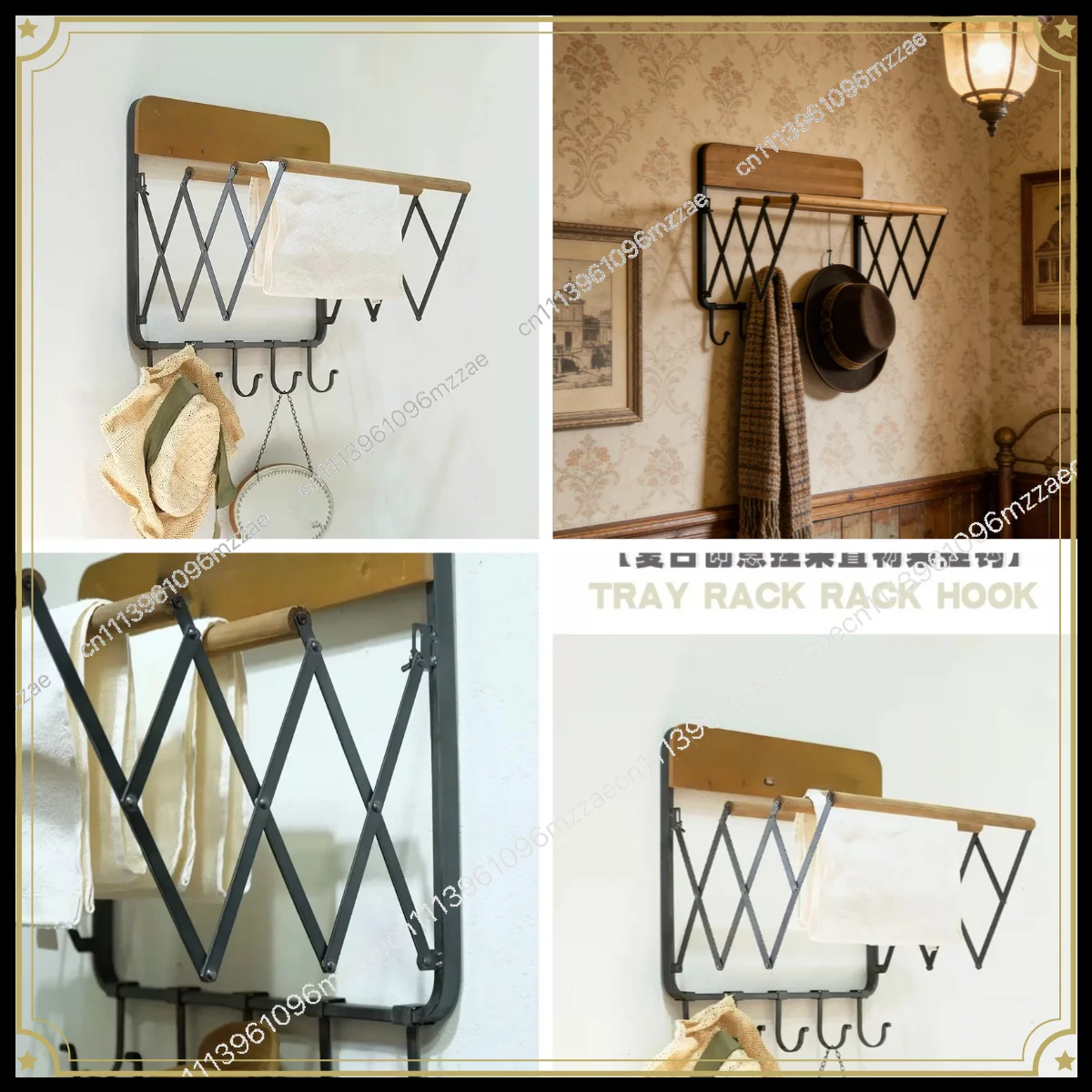 Vintage Combination Balcony Garden Drying Rack Bathroom Towel Rack Storage Laundry Decorations