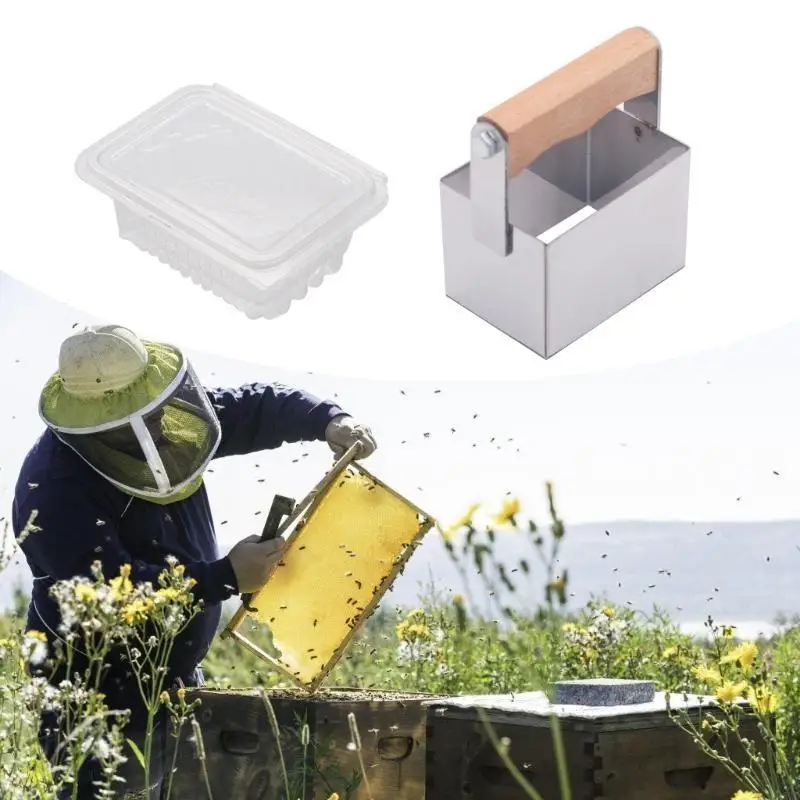 تربية النحل العسل مشط القاطع مجموعة الفولاذ المقاوم للصدأ مشط العسل القاطع مع 10 صناديق تخزين بلاستيكية أداة للمناحل C5AD