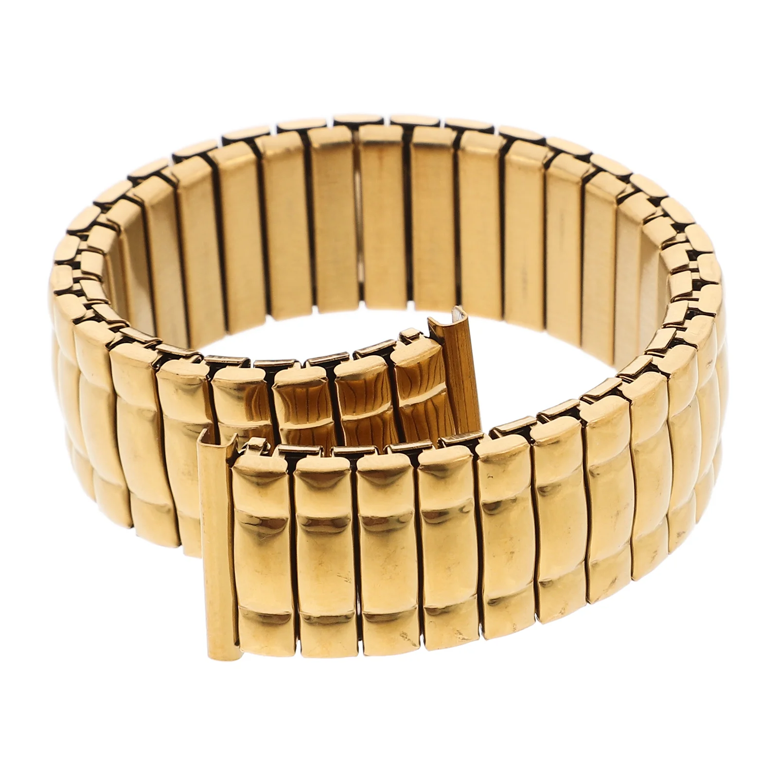 

Stainless Steel Elastic Watch Strap Golden Delicate Comfortable Men Daily Use Replacement Band Stainless Steel Strap