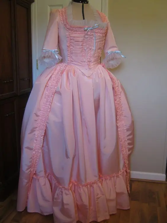 

18th Century French Rococo Colonial Dress Marie Antoinette Pink Gown Dress Medieval Renaissance Costume Rococo Fancy Dress