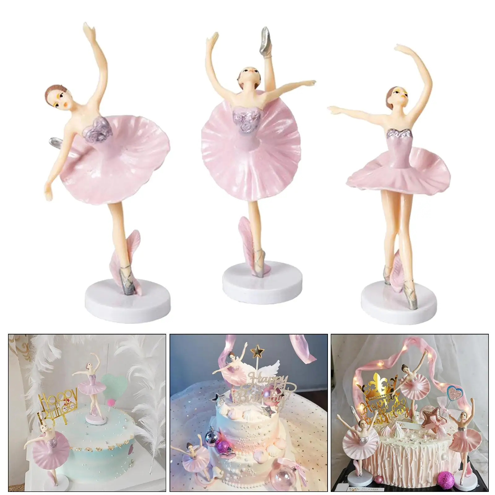 3x Ballerina Cake Topper Cupcake Toppers Cake Picks decorazione creativa per torte movimenti di danza giocattoli decorazioni per feste di compleanno