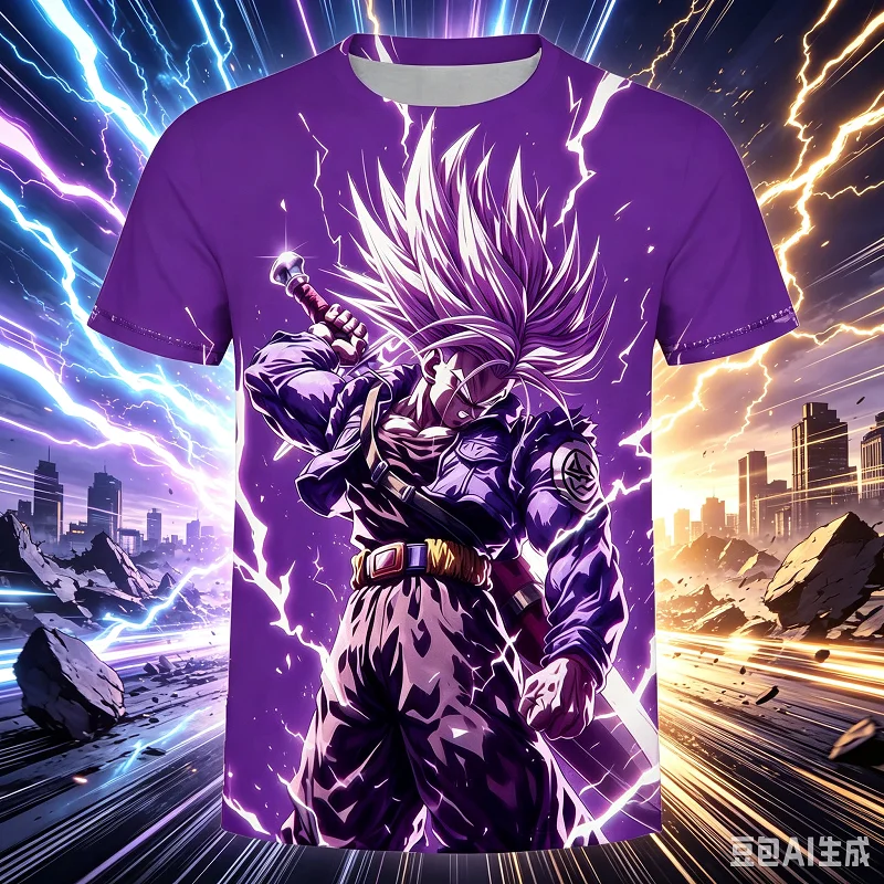 2026 Sommer Dragon Ball Retro T-Shirt Tranx 3D-Druck Kurzarm Mode Lässig Schnelltrocknend Familien-Partnerlook T-Shirt