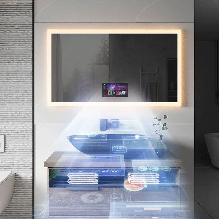 Makeup bathroom technology waterproof smart magic mirror, touch TV mirror