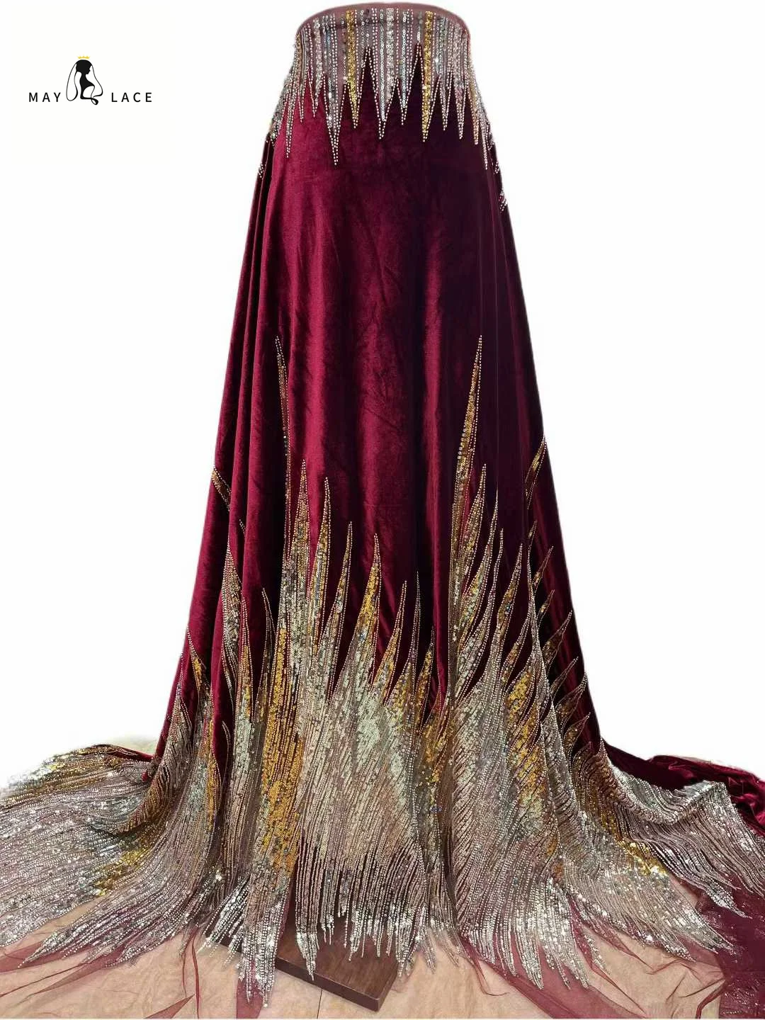 

Luxury French Sequin Velvet Lace Fabric 2025 High Quality Lace Nigerian African Beaded Lace Fabric Women's Wedding Party Dresses