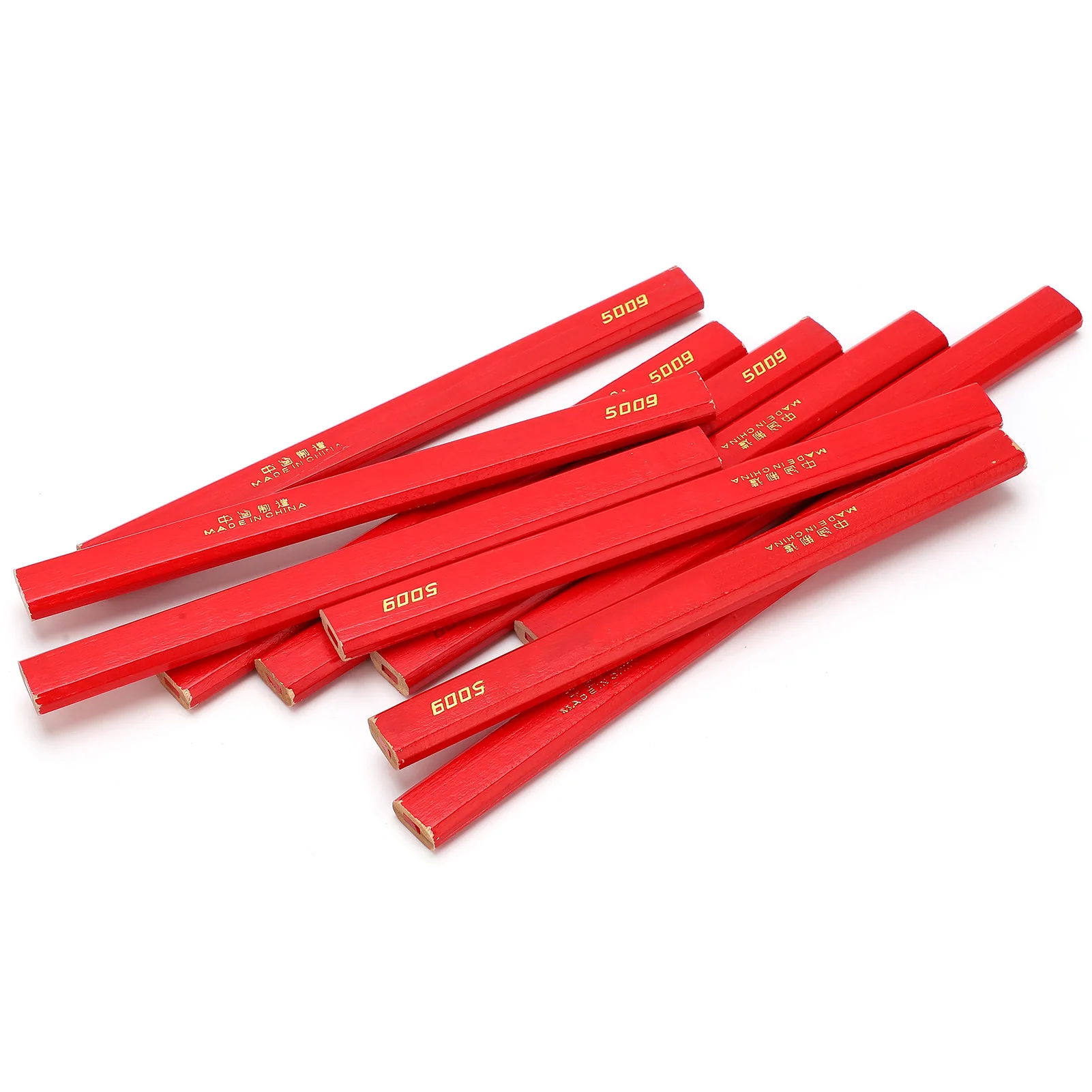 10Pcs 170mm Carpenter Pencils Red Core Octagonal Shape Woodworking Pencils Double Head Design Pine Wood Material