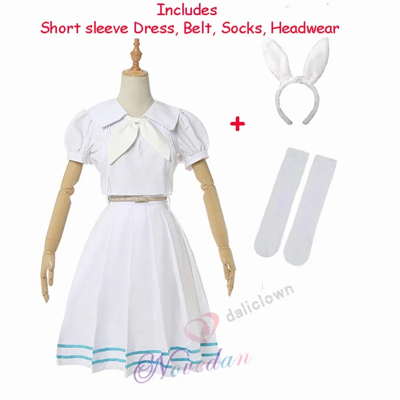 QQ8 New Anime Cosplay Beastars Haru Costume Lolita Dress Wig Ears Women Japanese School Uniform White Rabbit Halloween Costu5Lk￥