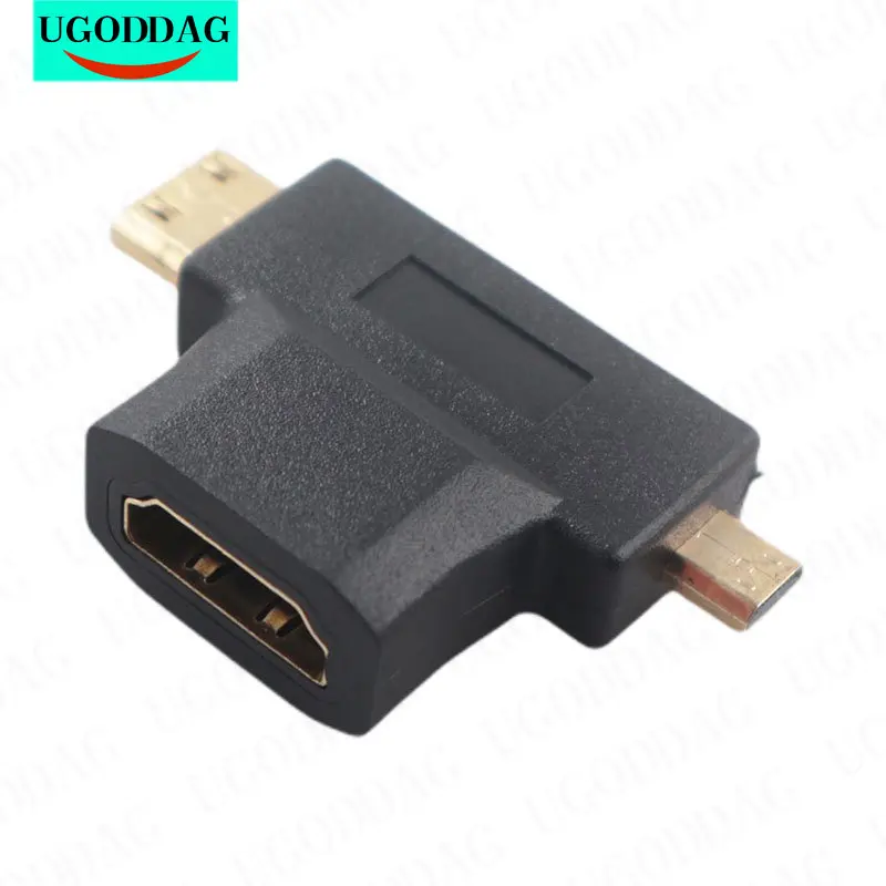 Męski na żeński Mini/Micro/HDMI-kompatybilny 2 w 1 przedłużacz złącze adaptera konwerter adaptera przedłużenie kabla