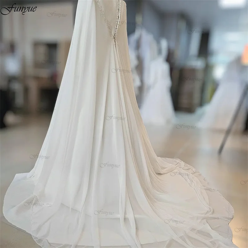 Funyue eleganti abiti Da Sposa musulmani per la Sposa 2024 arabo islamico Dubai maniche lunghe Abito Da Sposa a-line Chiffon Abito Da Sposa