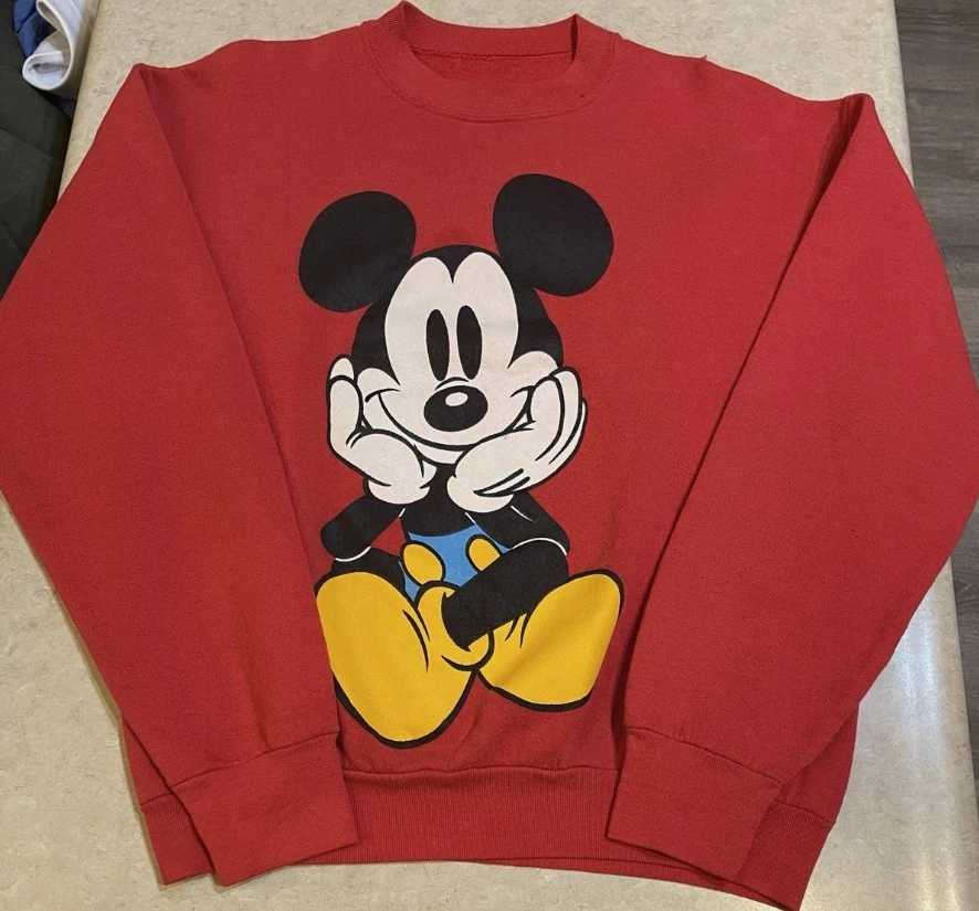 Official Disney character print comfortable cotton autumn and winter fleece round-neck hoodie for women and couples
