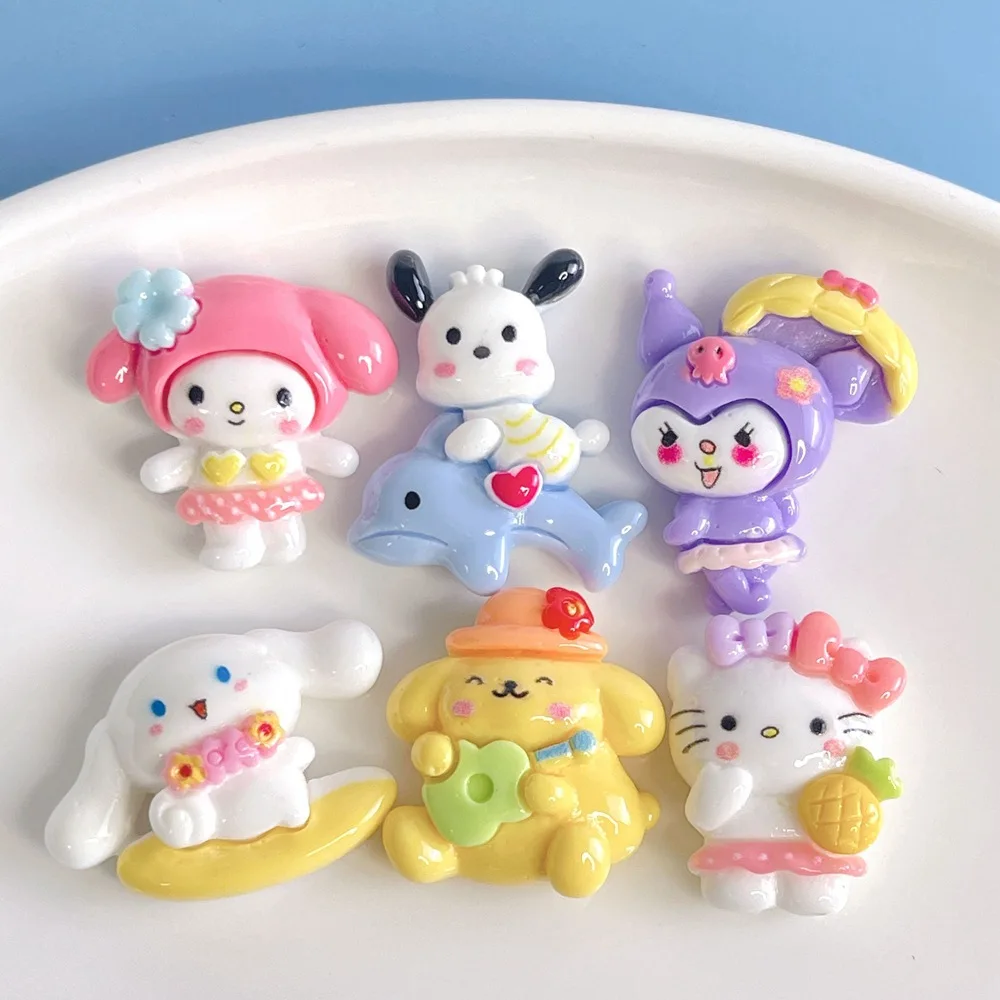 

100pcs Cute Resin Cartoon Sanrio Series Flat Back Scrapbook Kawaii DIY Home Furnishing Embellishments Hairpin Accessories