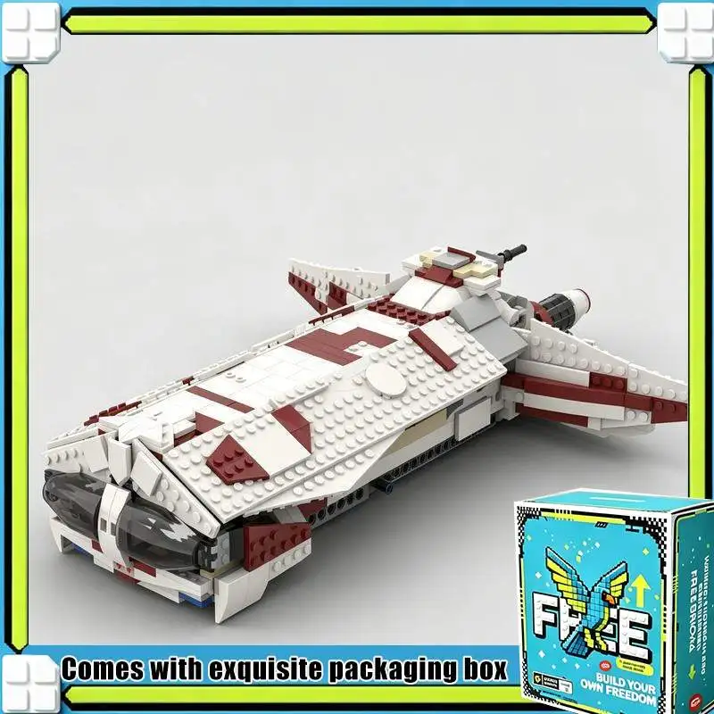 705PCS MOC Galaxy Republic Cruiser Space Ship Model Custom Puzzle DIY Creative Assembly Blocks Toy Gift Collection Display