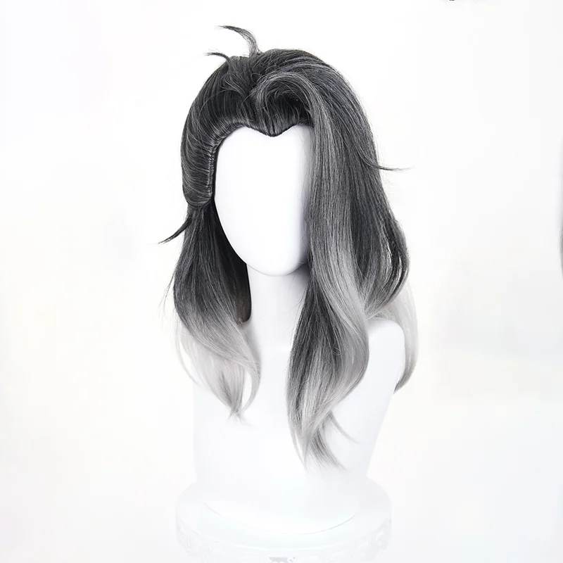 ゲーム VALORANT フェード コスプレウィッグ ハザル・アイレットメッツ 長さ ブラック グレー グラデーションウィッグ コミコンパーティー用 大人女性男性用