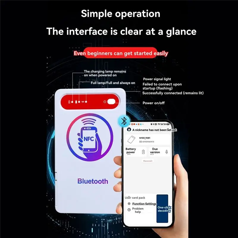 ABKQ-IC ID RFID Duplicator Max Card Reader Writer Bluetooth Support For Android IOS Harmonyos Elevator Encryption Card Reade