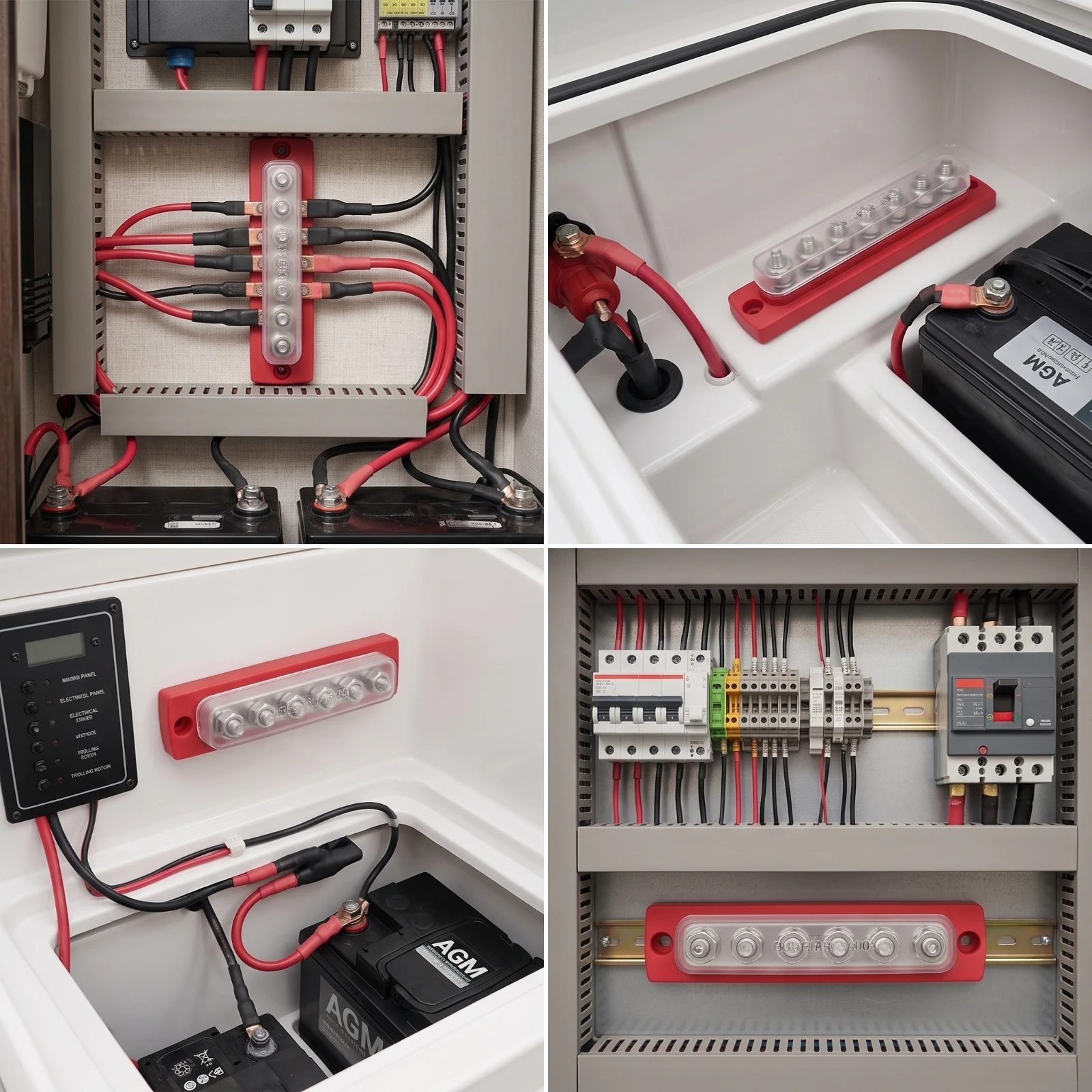 6 Terminal Bus Bar Insulated Bus Bar with Cover Busbar with Cover Compact for Marine, Automotive