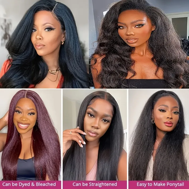 200% الكثافة غريب مستقيم الباروكات حافة شعر الطفل 13x4 HD الدانتيل الجبهة الباروكات شعر الإنسان ل ياكي شعر طبيعي مفرود قبل قطعها شعر مستعار #6