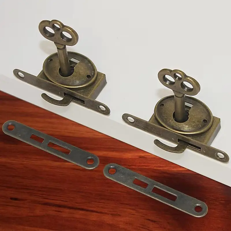 

European Antique 10PCS Metal Drawer Cabinet Locks Cupboard Locker Hidden File Cabinet Locks Wood Case Chest Box Dresser Lock+Key