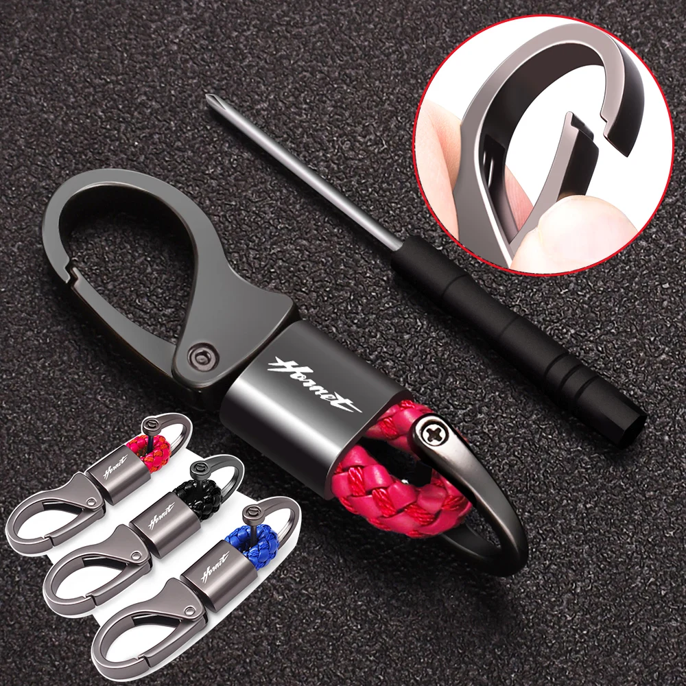 High-Grade Keychain Rotatable Key Chain Hand Woven Leather Key Ring For Honda Hornet CB750 CB500 160R CB600F CB1000 hornet 750