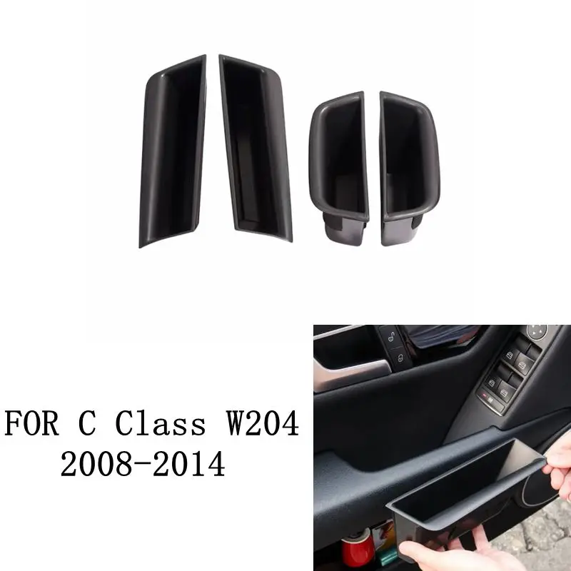 Interior Black Car Door Armrest Handle Holder Storage Box For Mercedes Benz C Class W204 2008-2014 Auto Bag Container