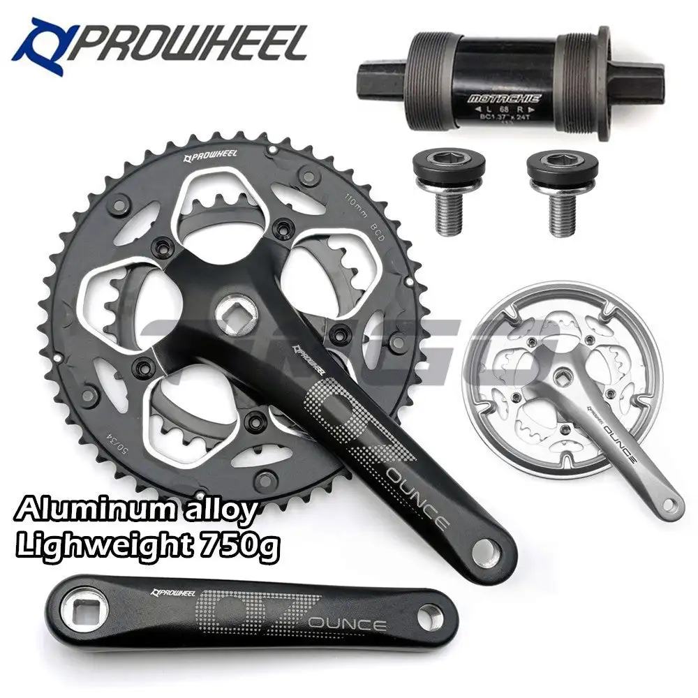 Prowheel Road Folding Bike 2×7/8 Speed Crankset 50-34T Square Taper Double Cahinring Light Weight 170mm BB 68×110.5mm