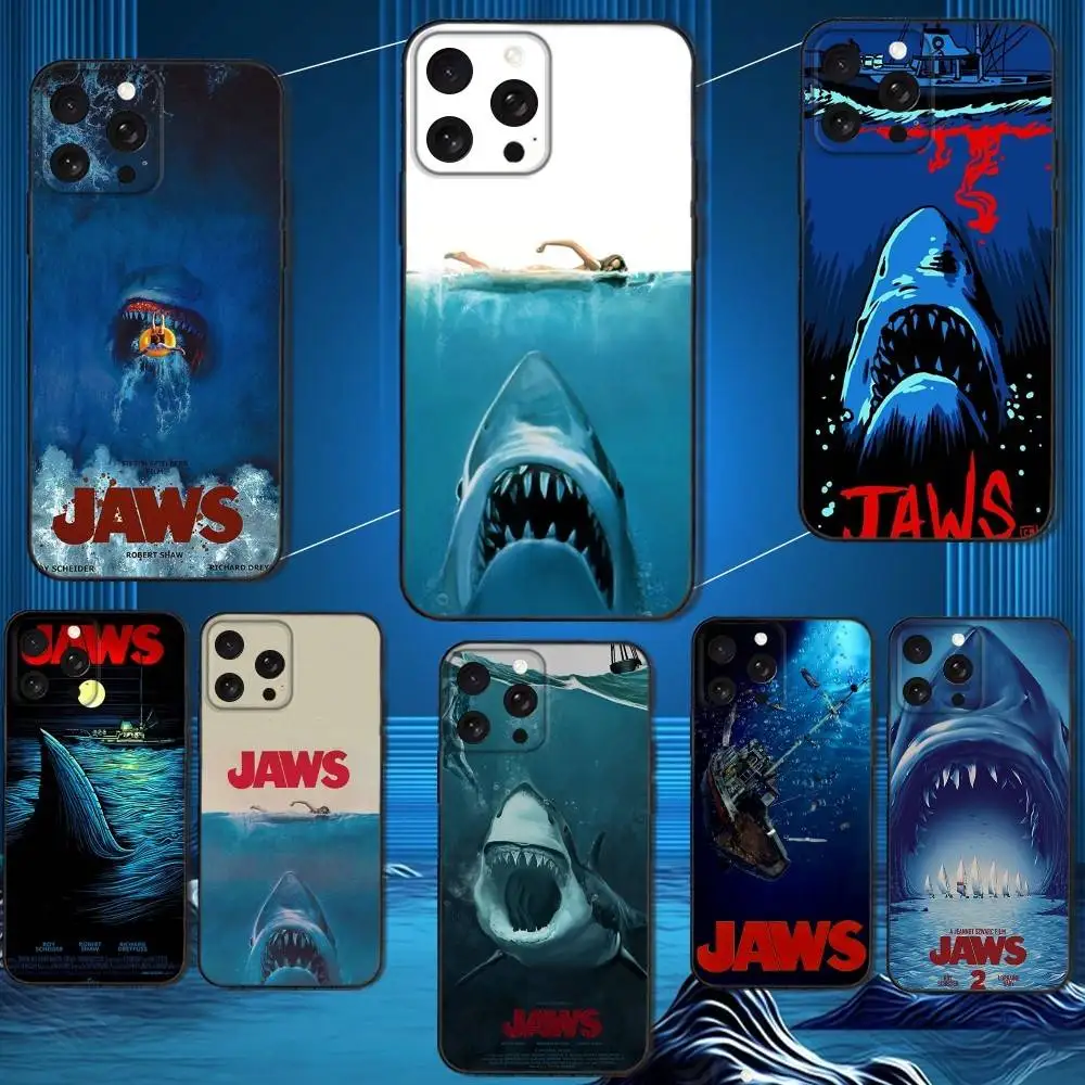 

Movie J-Jaws Phone Case For iPhone 16,15,14,13,12,11 Plus,Pro Max,XS,X,XR,SE,Mini,8,7,Soft Silicone Black Cover