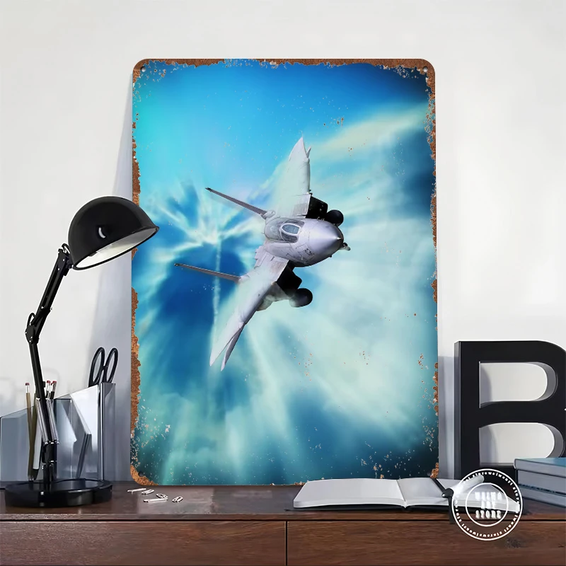 Grumman F-14 Tomcat Thunders Through Printed Poster Customized Wall Art Retro Vintage Metal Tin Signs for Bathroom Decor Room