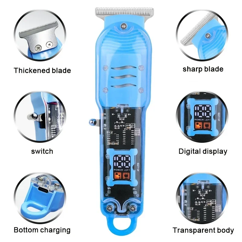 Transparenter Elektrischer Haarschneider Professioneller Trimmer USB-Aufladbar Haarschneidemaschine für Männer Urlaubsgeschenk für Ihn – Detail 2