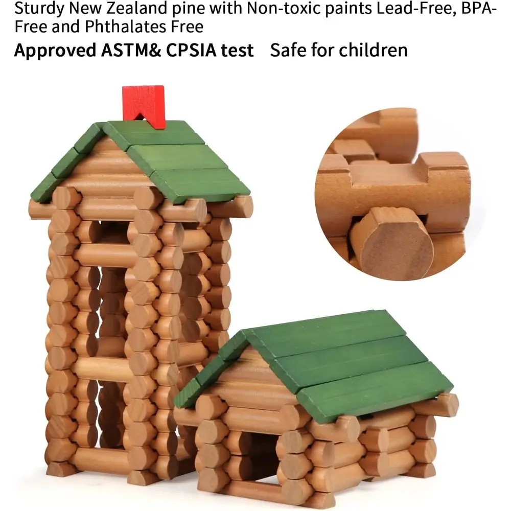 Ensemble de construction de bûches en bois classique, 530 pièces pour les 3 ans et plus, jouets de construction éducatifs engageants