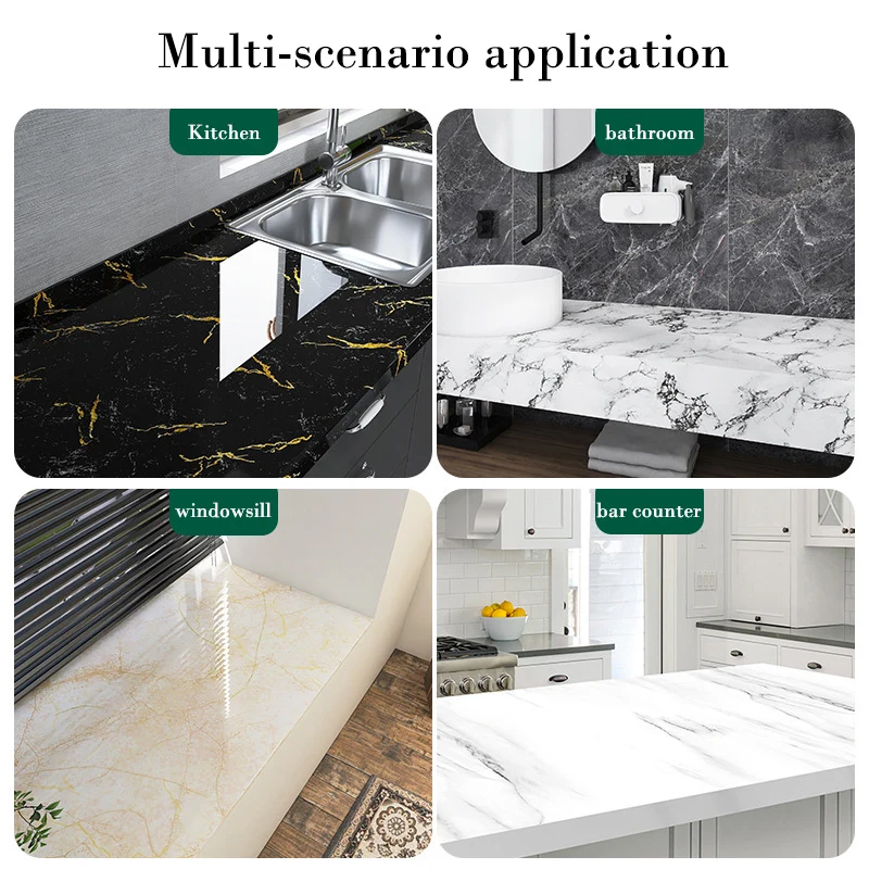 40cm Marble Vinyl Waterproof Wallpaper for Bathroom Table Kitchen Ambry Countertop Self Adhesive Sticker for Furniture Decor PVC