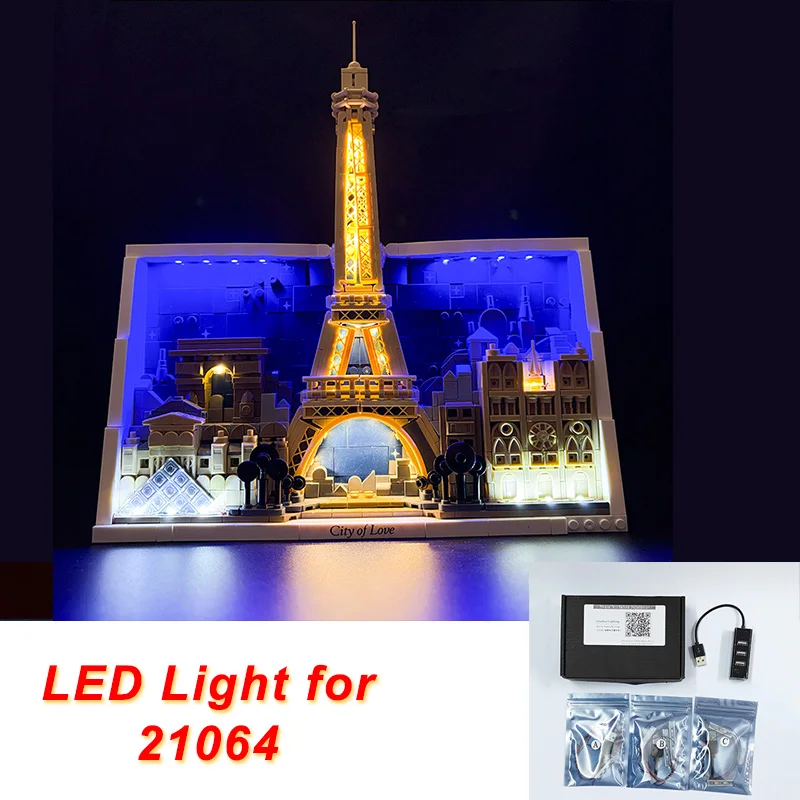 LED-Beleuchtungsset, kompatibel mit dem architektonischen Modell Lego 21064 Paris City of Love (Modellbausteine NICHT im Lieferumfang enthalten).