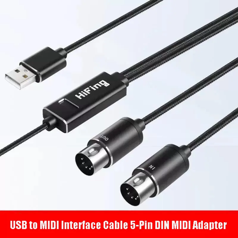 USB to MIDI Interface Cable 5Pin DIN MIDI Adapter for PC Mac Connect MIDI Keyboard Electric Piano Synthesizer EDrums to Computer